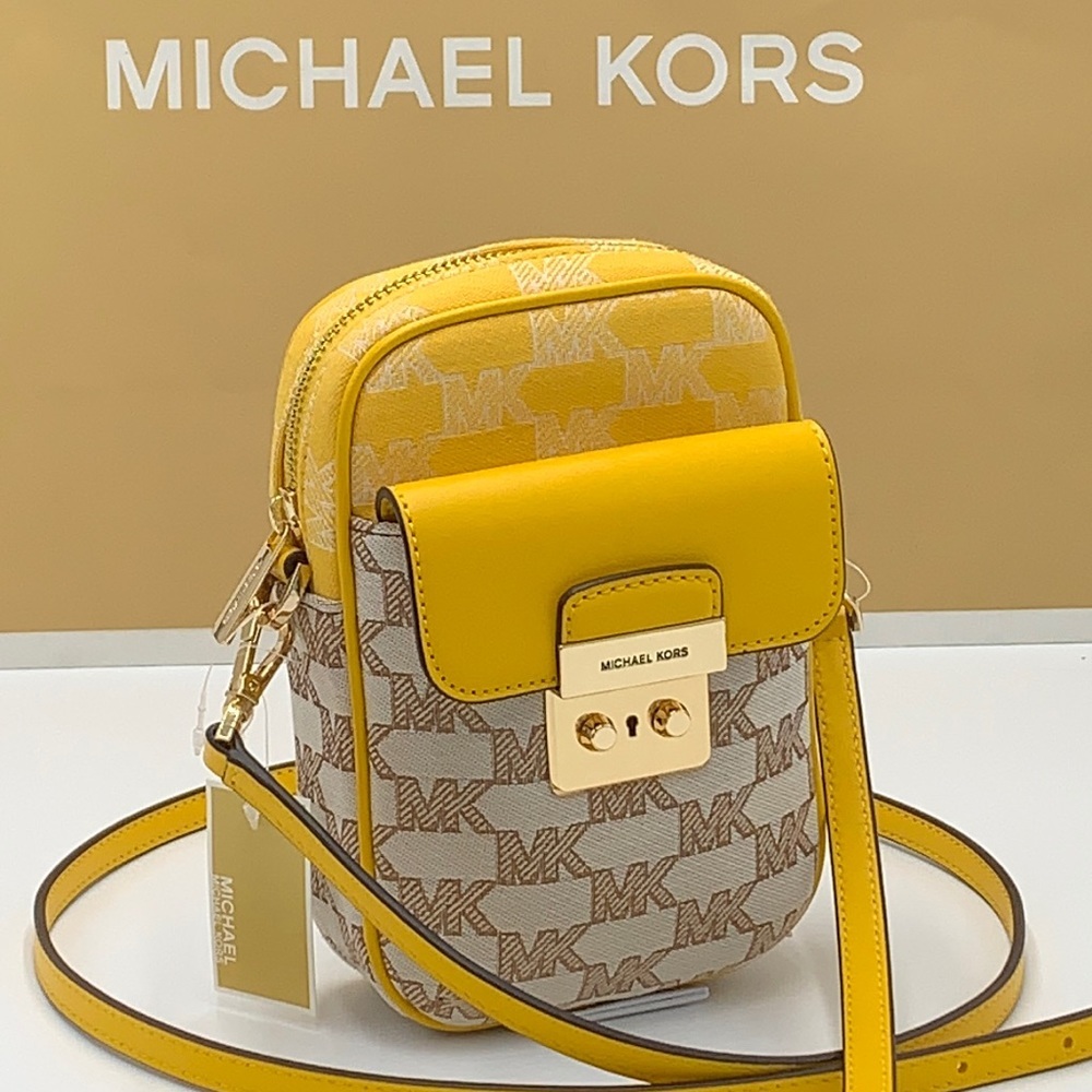 MICHAEL KORS SLOAN EDITOR SMALL NS TOP ZIP FLAP PACKET XBODY BUTTER MULTI